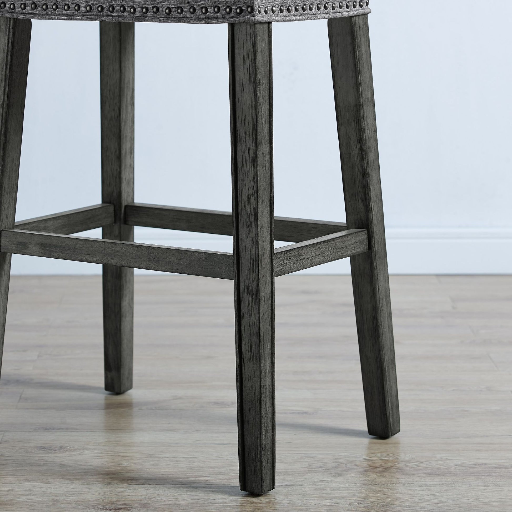 CoCo Upholstered Backless Saddle Seat Bar Stools 29" height Set of 2, Gray image 3