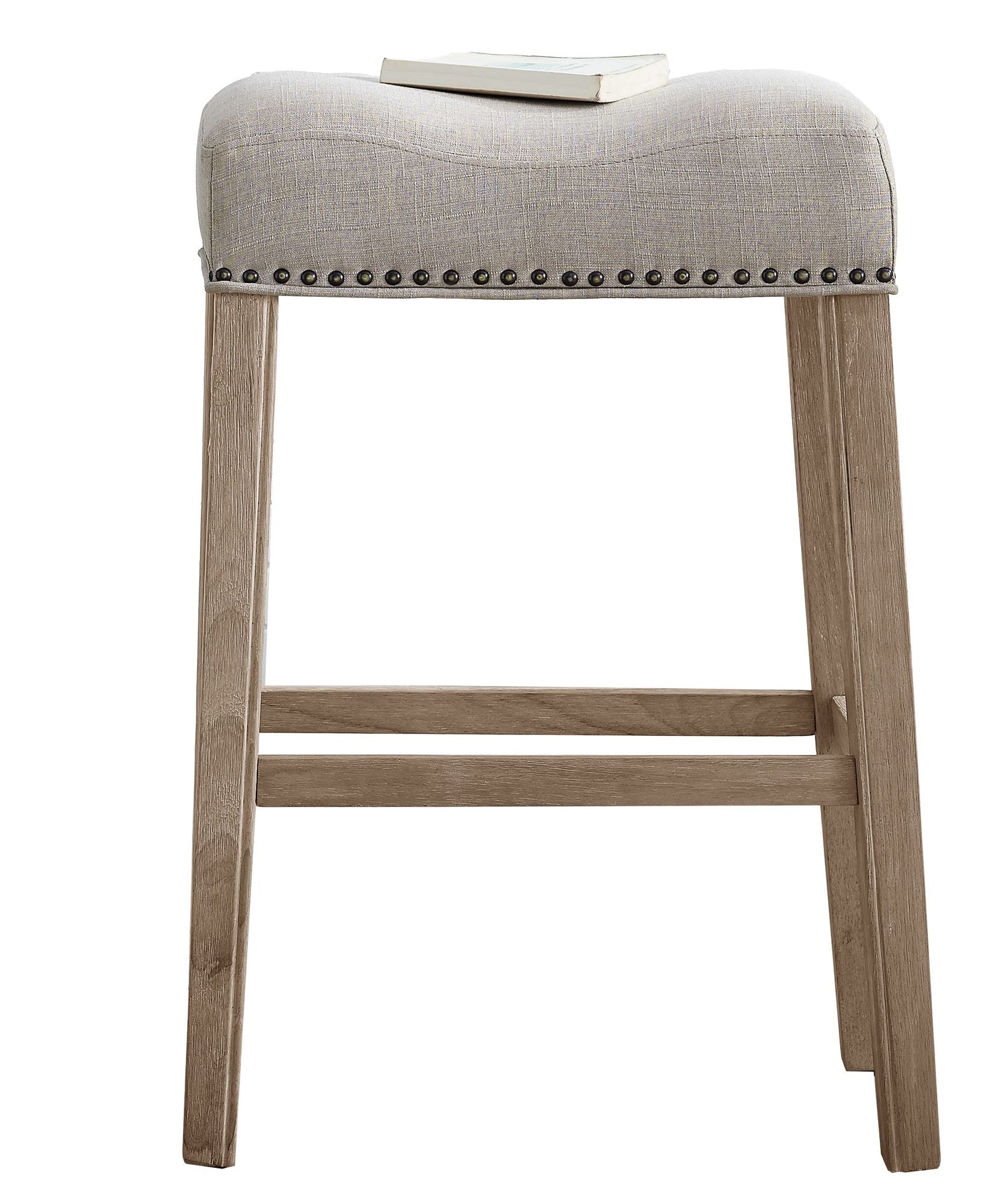CoCo Upholstered Backless Saddle Seat Bar Stools 29" height Set of 2, Tan image 5