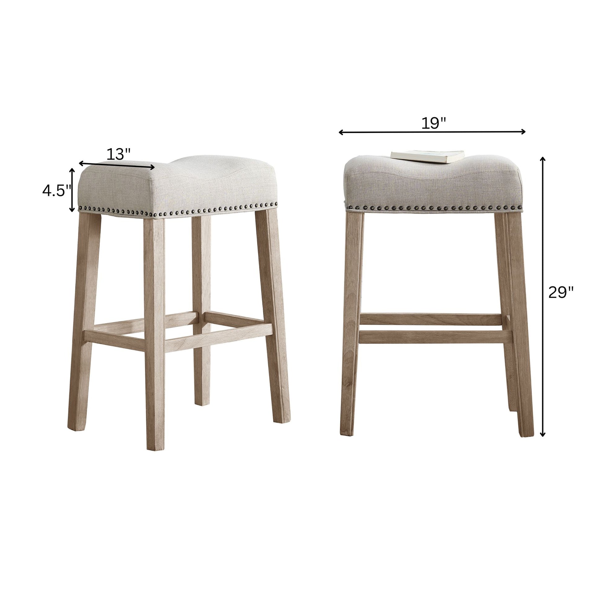CoCo Upholstered Backless Saddle Seat Bar Stools 29" height Set of 2, Tan image 6