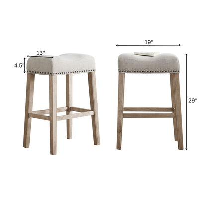 CoCo Upholstered Backless Saddle Seat Bar Stools 29" height Set of 2, Tan image 6