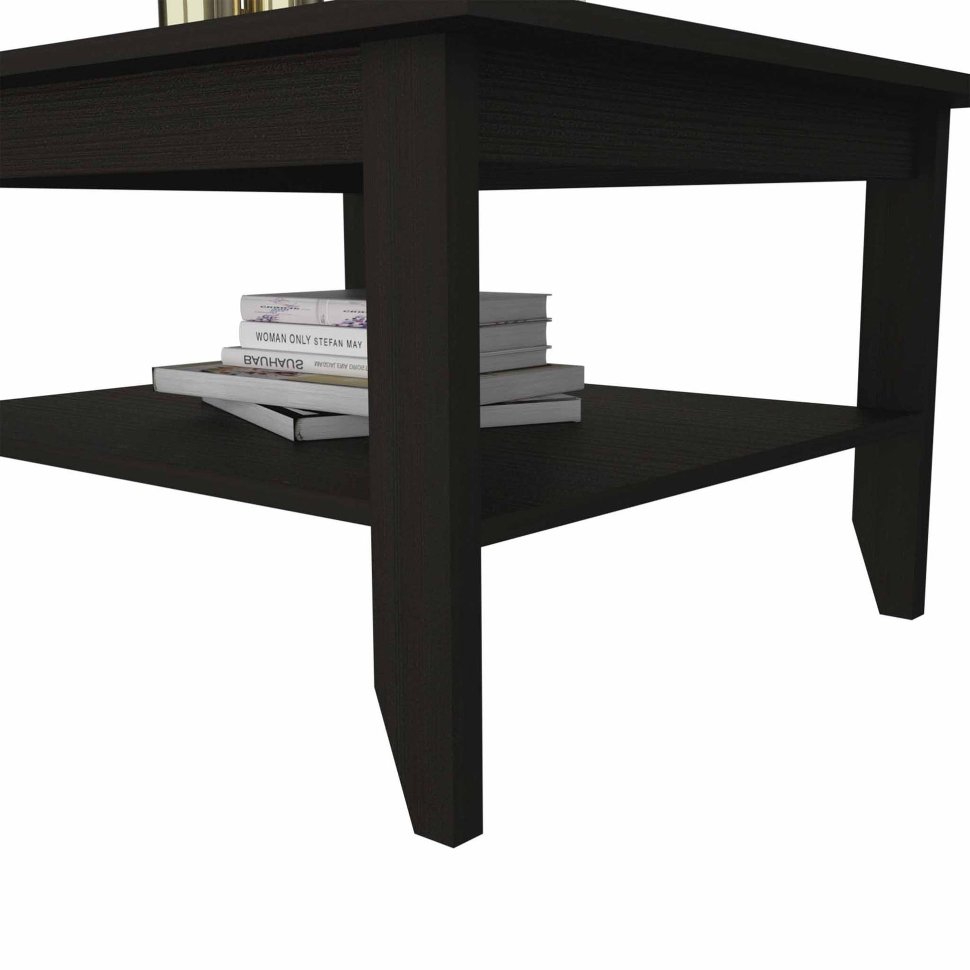 Coffee Table, Four Legs, One Shelf, Black image 7