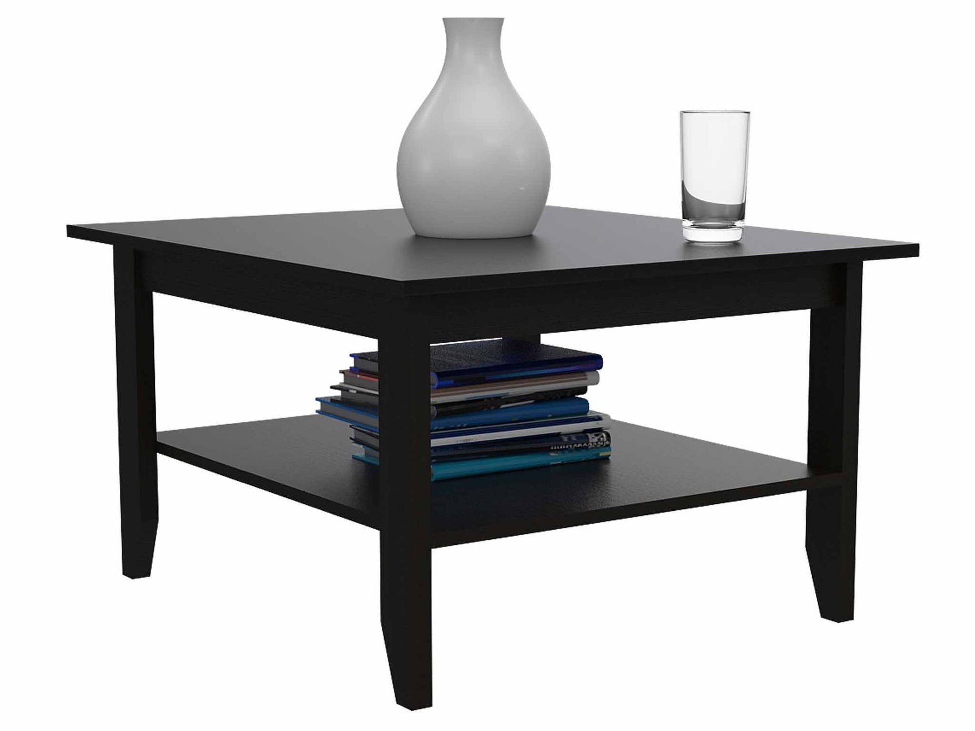 Coffee Table, Four Legs, One Shelf, Black image 6