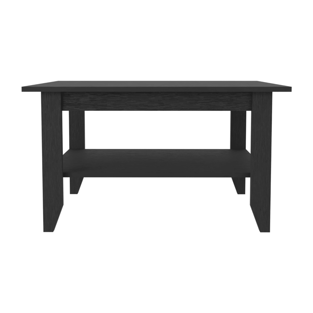 Coffee Table, Four Legs, One Shelf, Black image 3