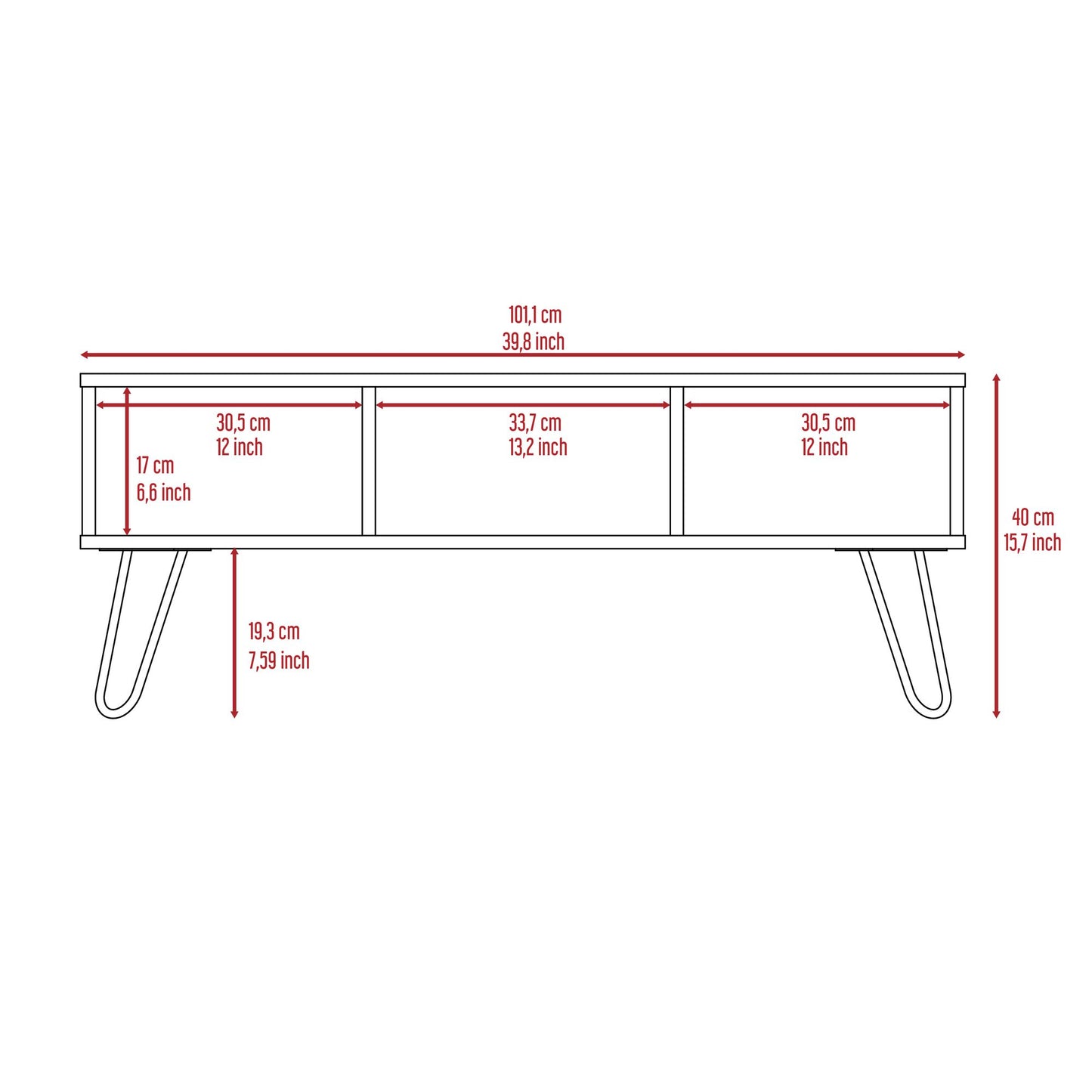 Coffee Table, Four Legs, Two Shelves, Espresso image 5