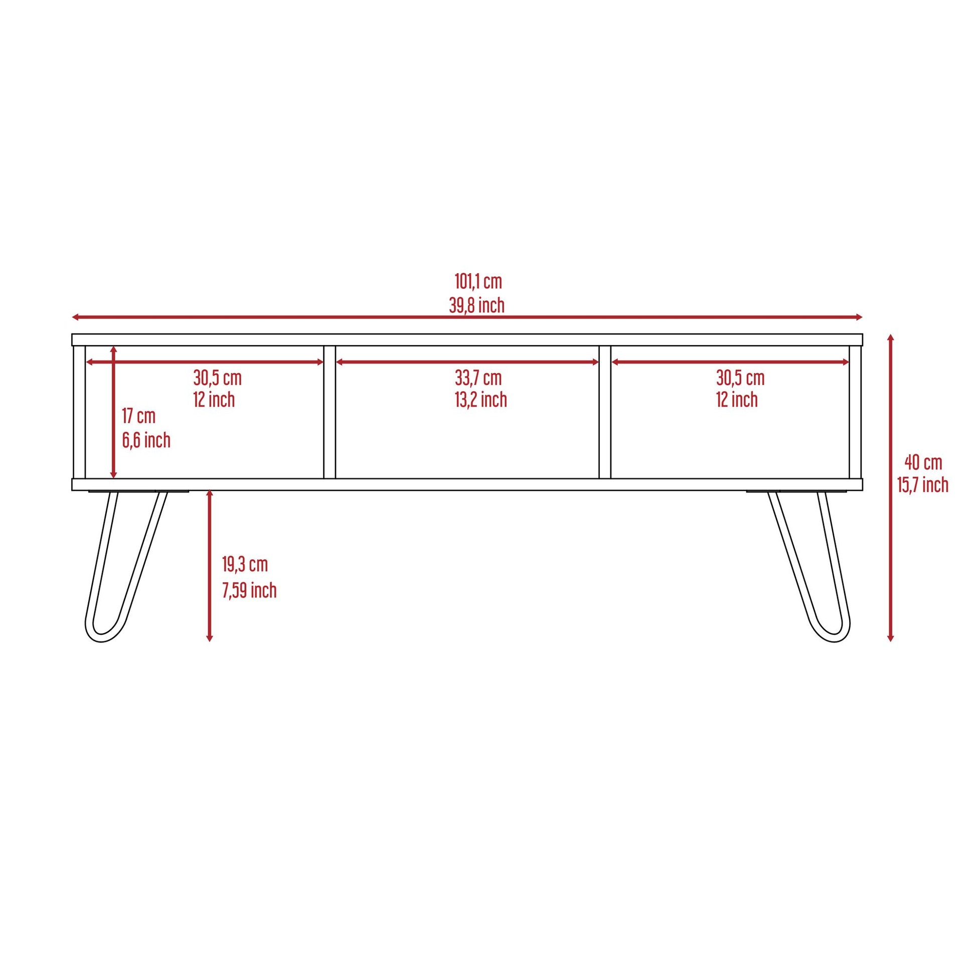 Coffee Table, Four Legs, Two Shelves, Espresso image 5