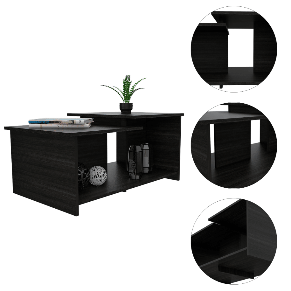 Coffee Table, Lower Open Shelf, Black image 2