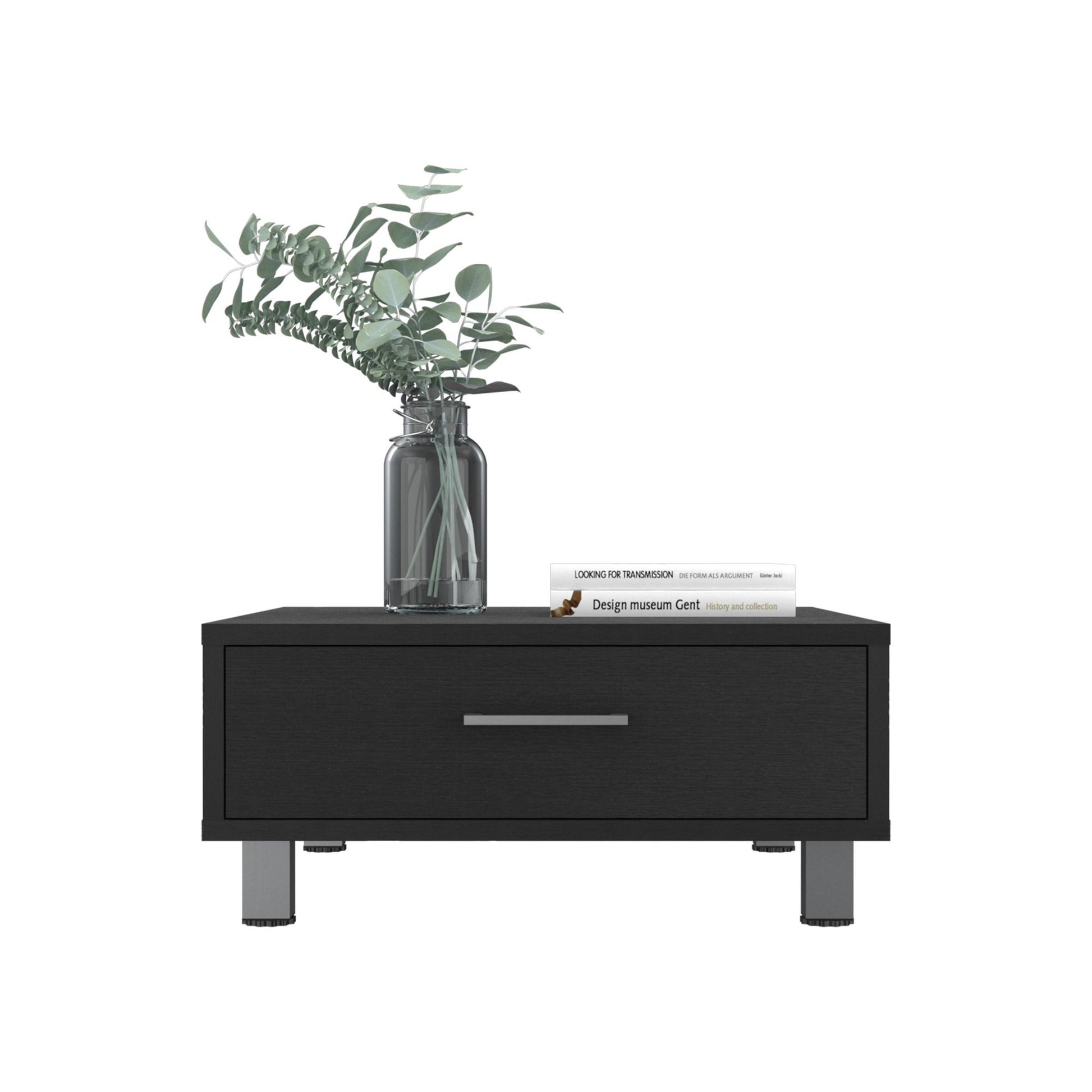 Coffee Table, One Drawer, Four Legs, Black image 3