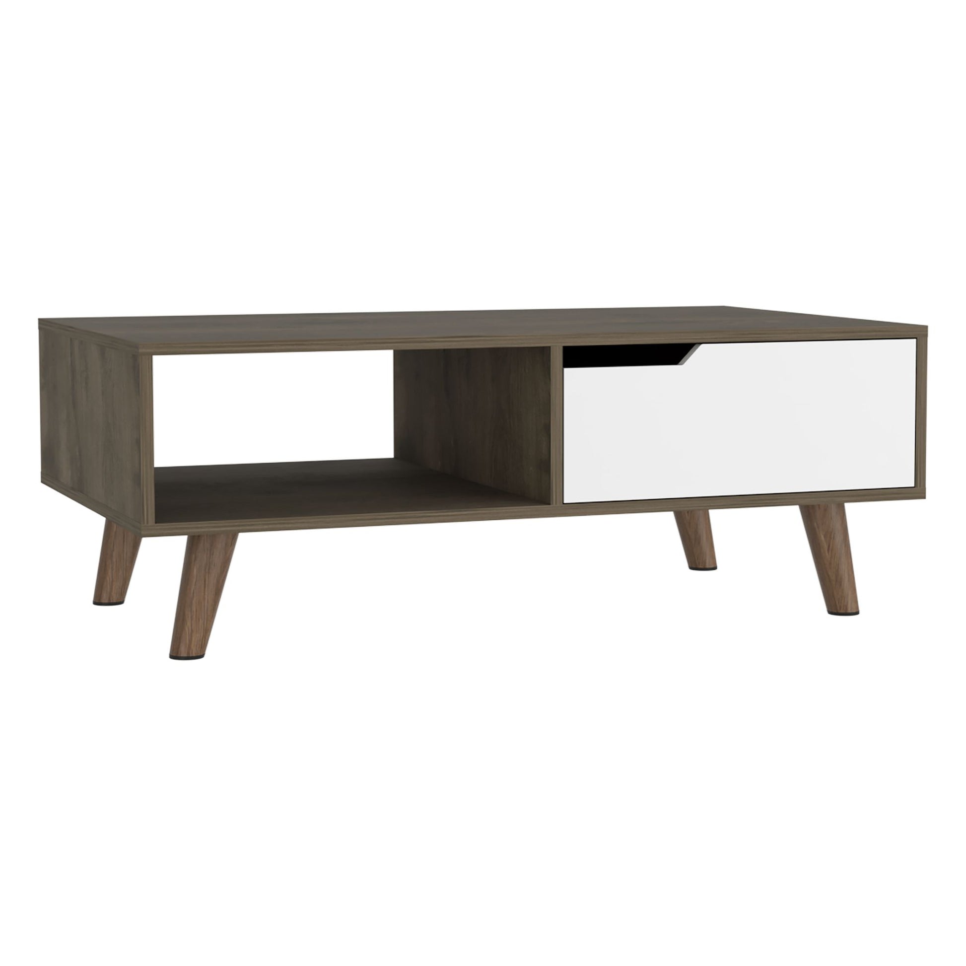 Coffee Table, One Open Shelf, One Drawer, Dark Brown/White image 5