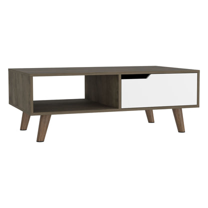 Coffee Table, One Open Shelf, One Drawer, Dark Brown/White image 5