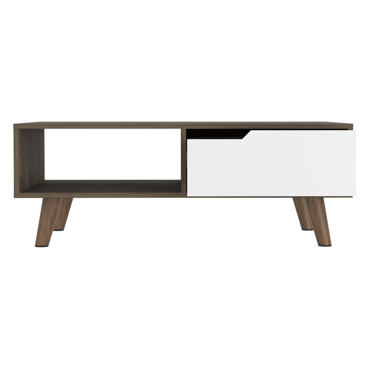 Coffee Table, One Open Shelf, One Drawer, Dark Brown/White image 6