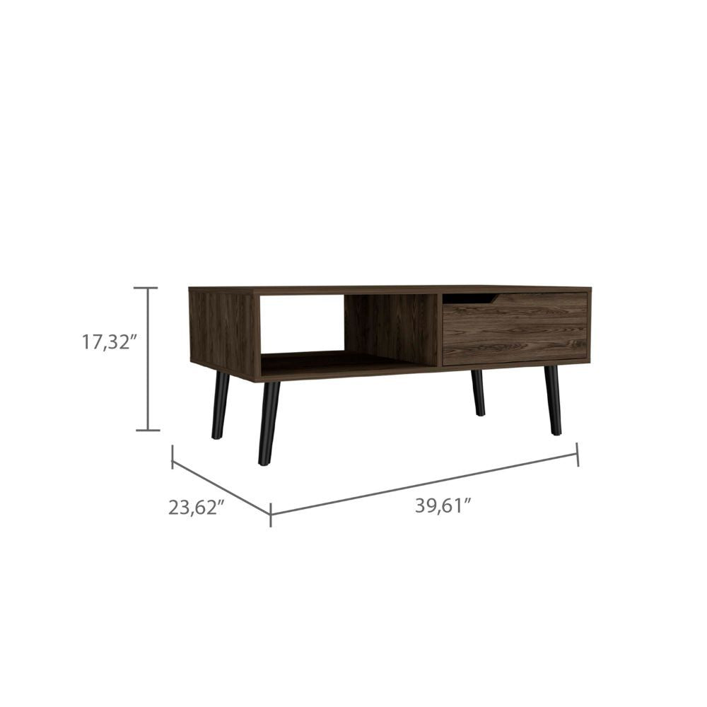 Coffee Table, One Open Shelf, One Drawer, Dark Walnut image 7