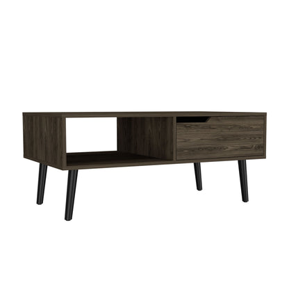 Coffee Table, One Open Shelf, One Drawer, Dark Walnut image 6