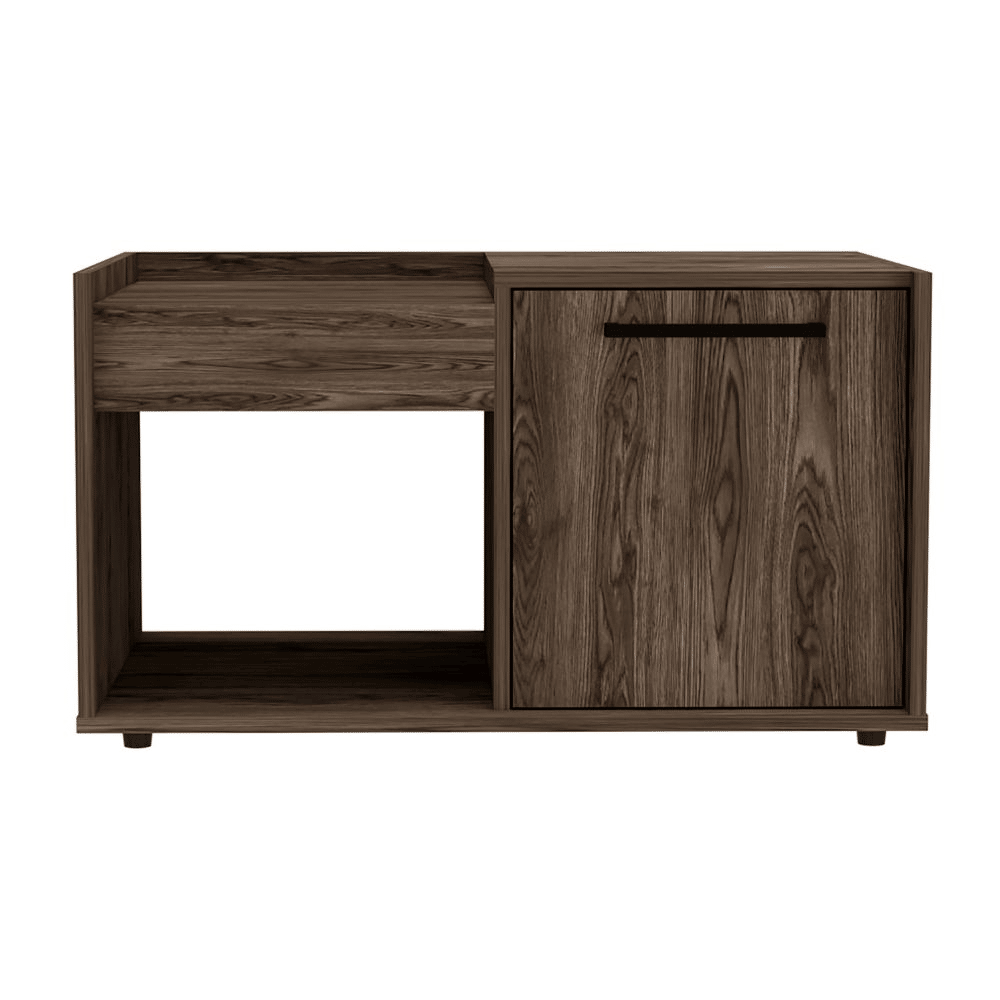 Coffee Table, One Open Shelf, Single Door Cabinet, Dark Walnut image 5