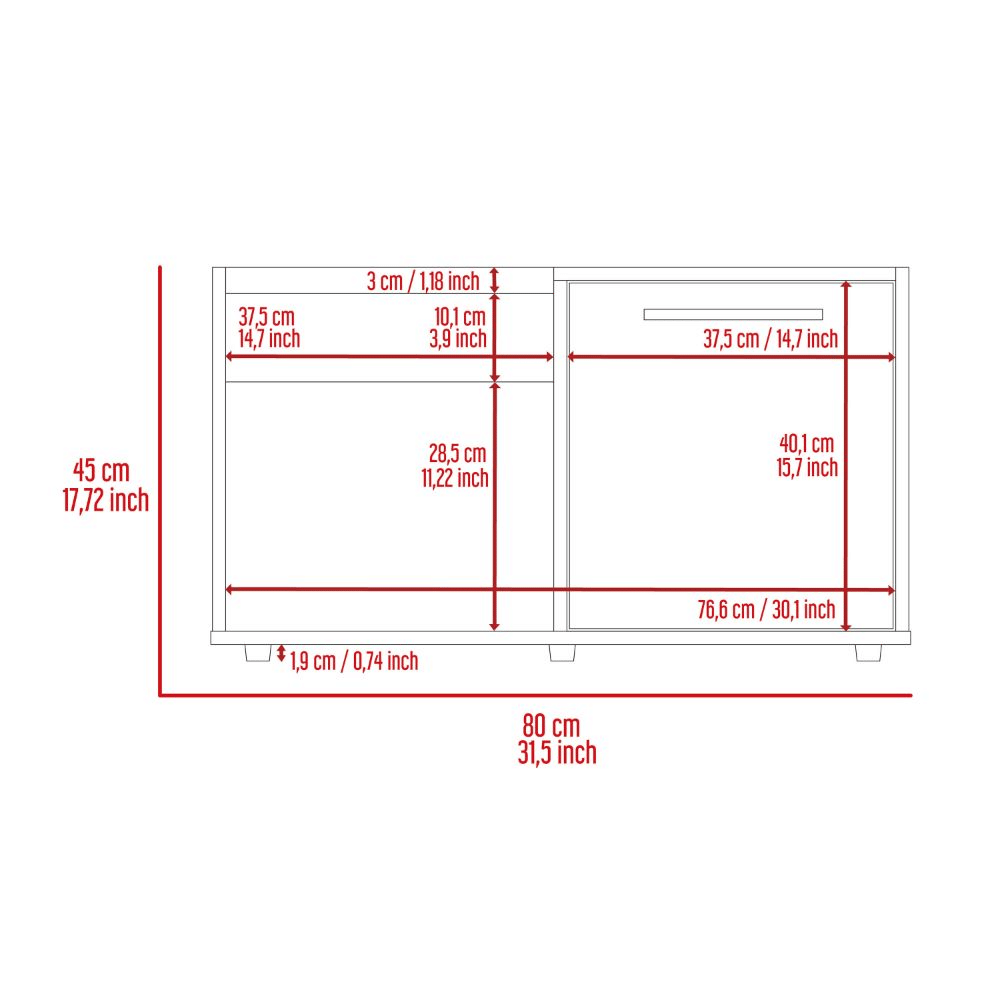 Coffee Table, One Open Shelf, Single Door Cabinet, Dark Walnut image 6