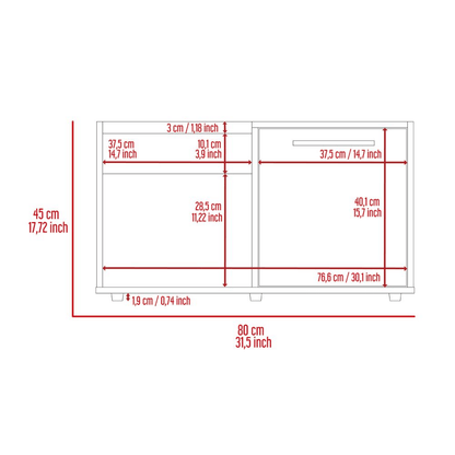 Coffee Table, One Open Shelf, Single Door Cabinet, Dark Walnut image 6