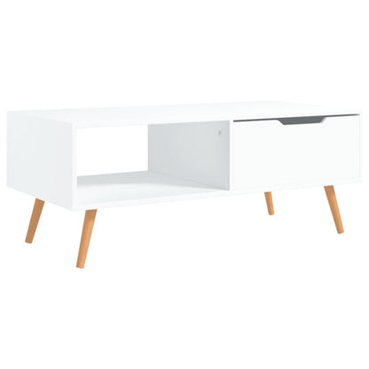 Coffee Table White 39.4"x19.5"x16.9" Engineered Wood image 2