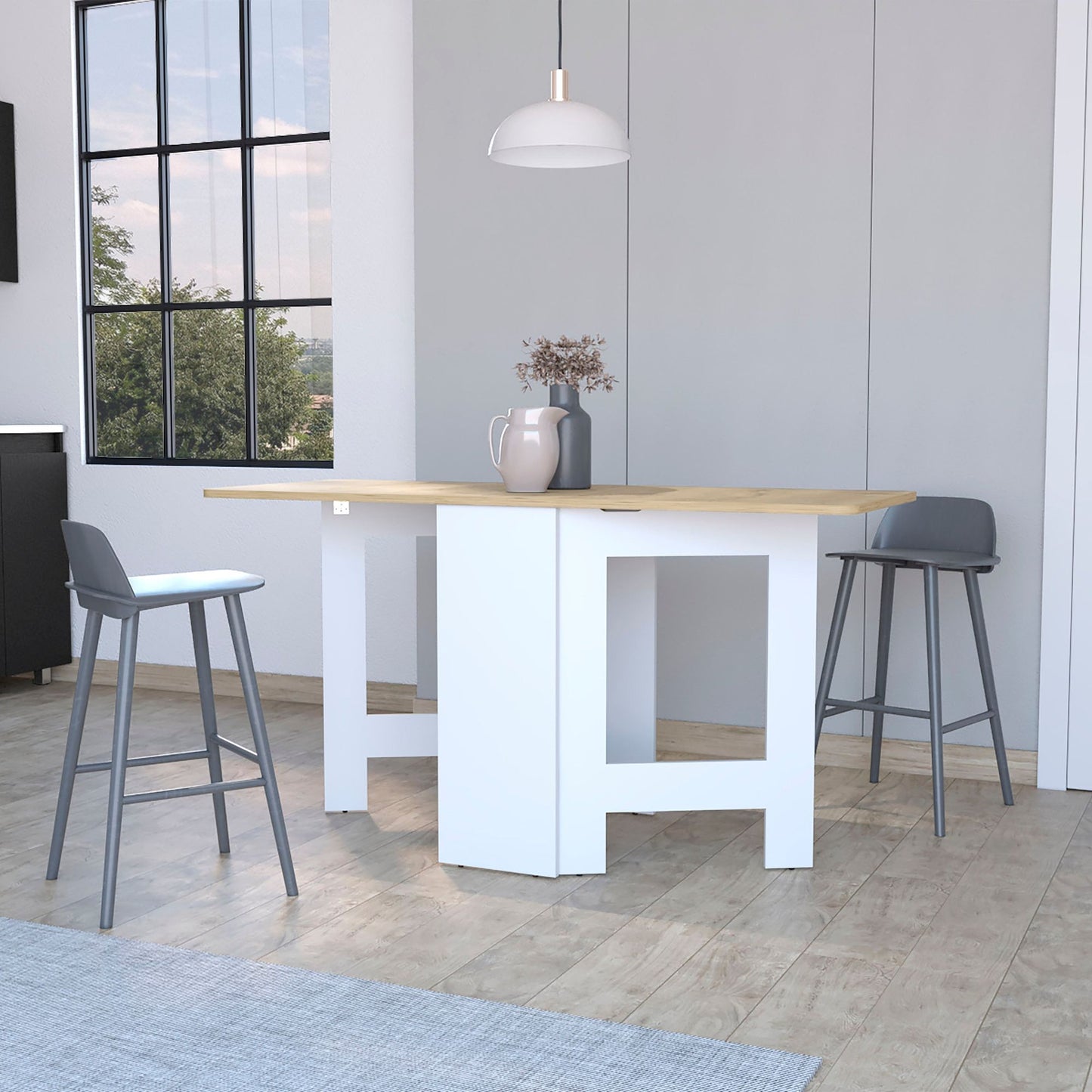 Cole White and Macadamia Folding Dining Table image 1