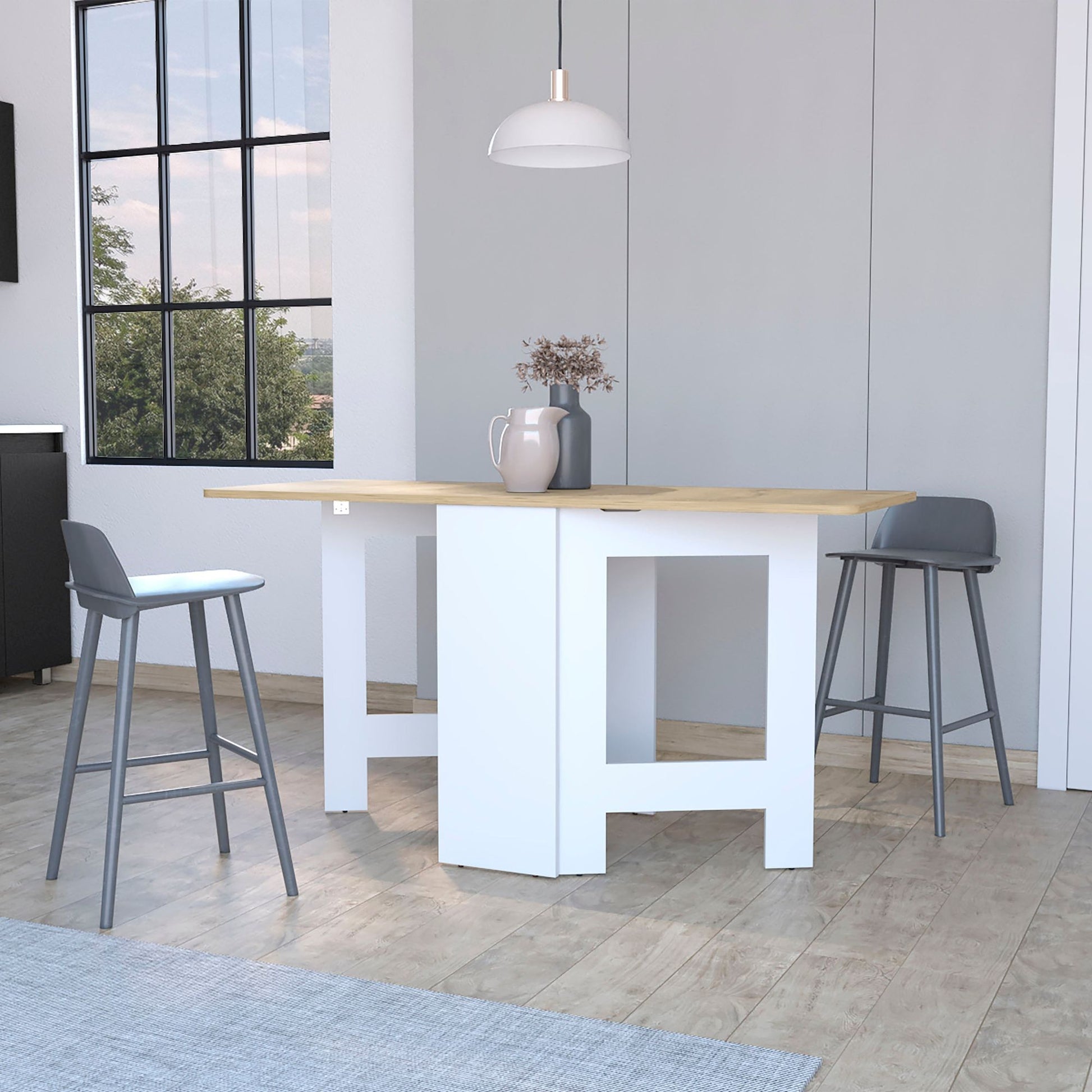 Cole White and Macadamia Folding Dining Table image 1