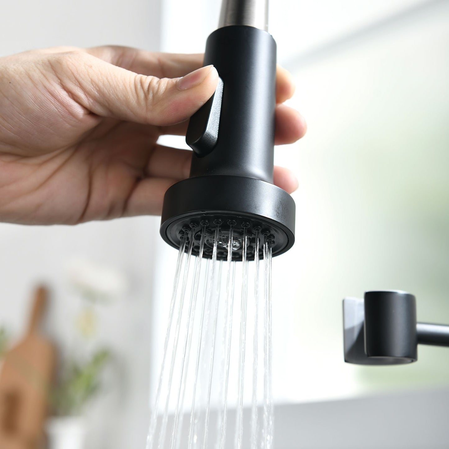 Commercial Black and Nickle Kitchen Faucet with Pull Down Sprayer, Single Handle Single Lever Kitchen Sink Faucet image 2