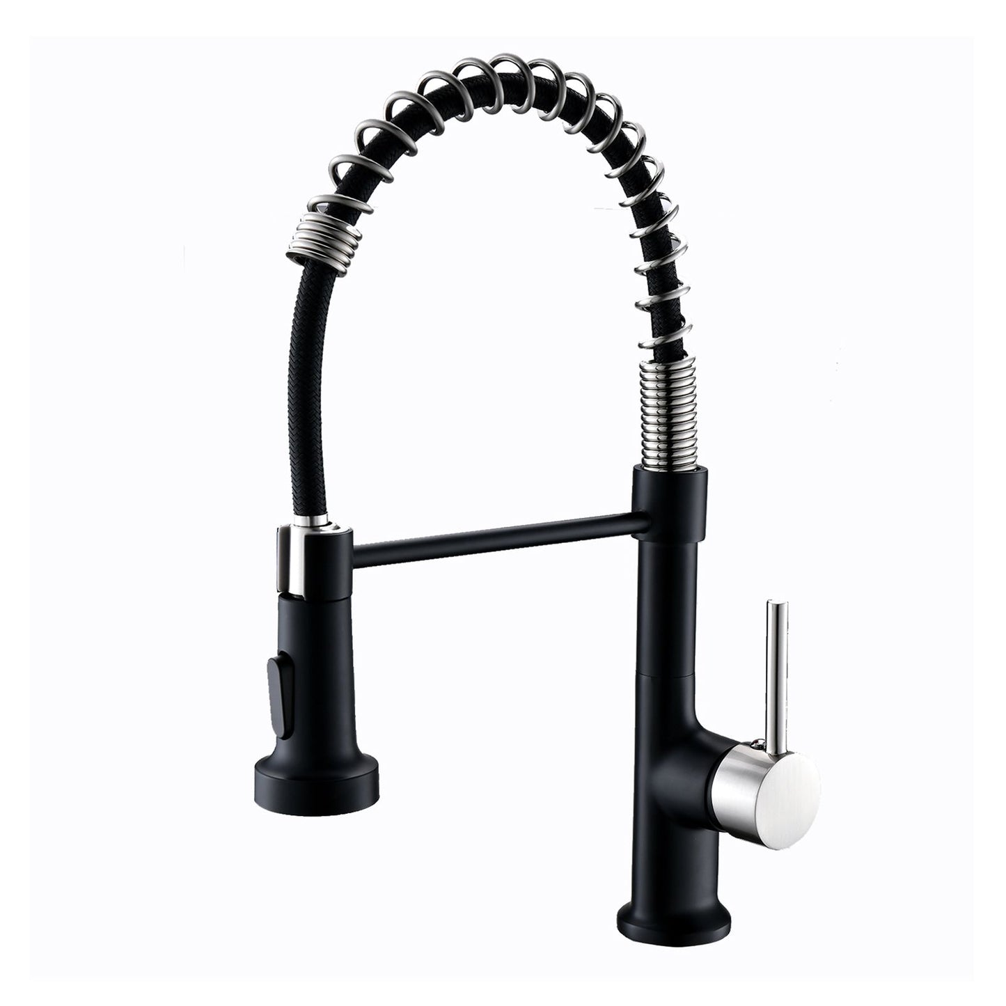 Commercial Black and Nickle Kitchen Faucet with Pull Down Sprayer, Single Handle Single Lever Kitchen Sink Faucet image 5