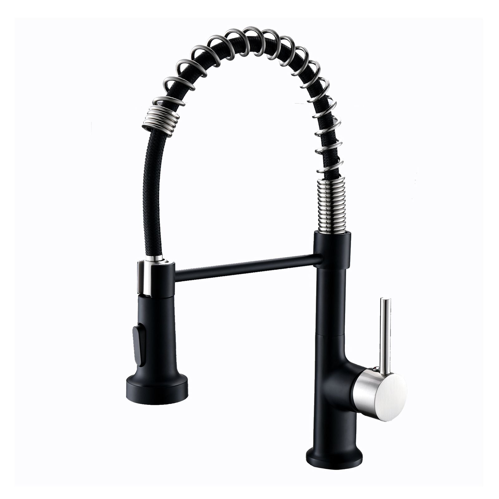 Commercial Black and Nickle Kitchen Faucet with Pull Down Sprayer, Single Handle Single Lever Kitchen Sink Faucet image 5