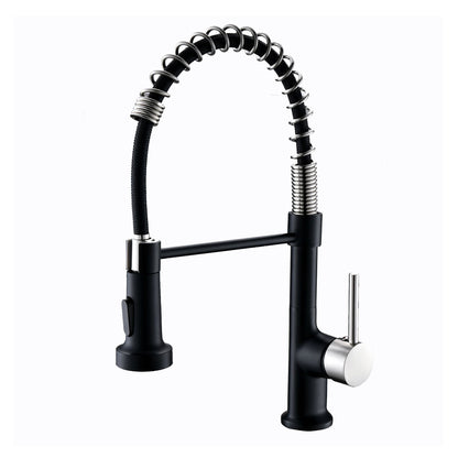 Commercial Black and Nickle Kitchen Faucet with Pull Down Sprayer, Single Handle Single Lever Kitchen Sink Faucet image 5