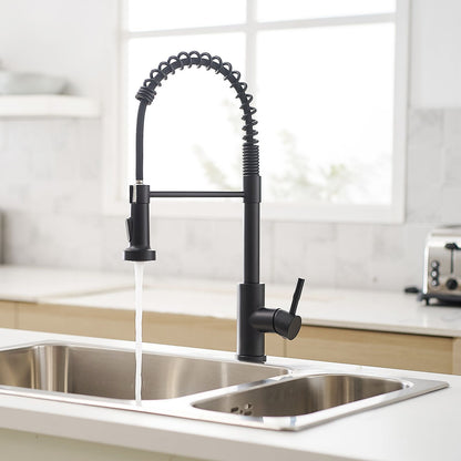 Commercial Black Kitchen Faucet with Pull Out Sprayer, Single Handle Single Lever Kitchen Sink Faucet image 2