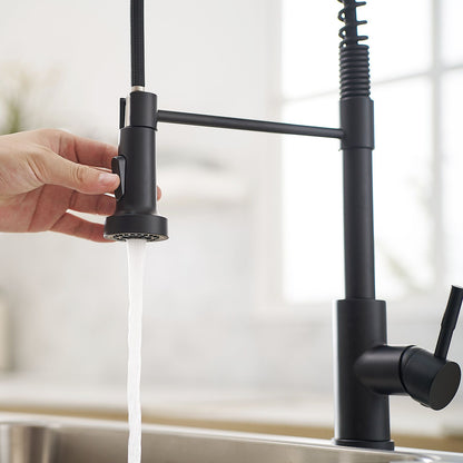 Commercial Black Kitchen Faucet with Pull Out Sprayer, Single Handle Single Lever Kitchen Sink Faucet image 5