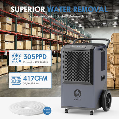 Commercial Dehumidifier 305 PPD back view with drainage