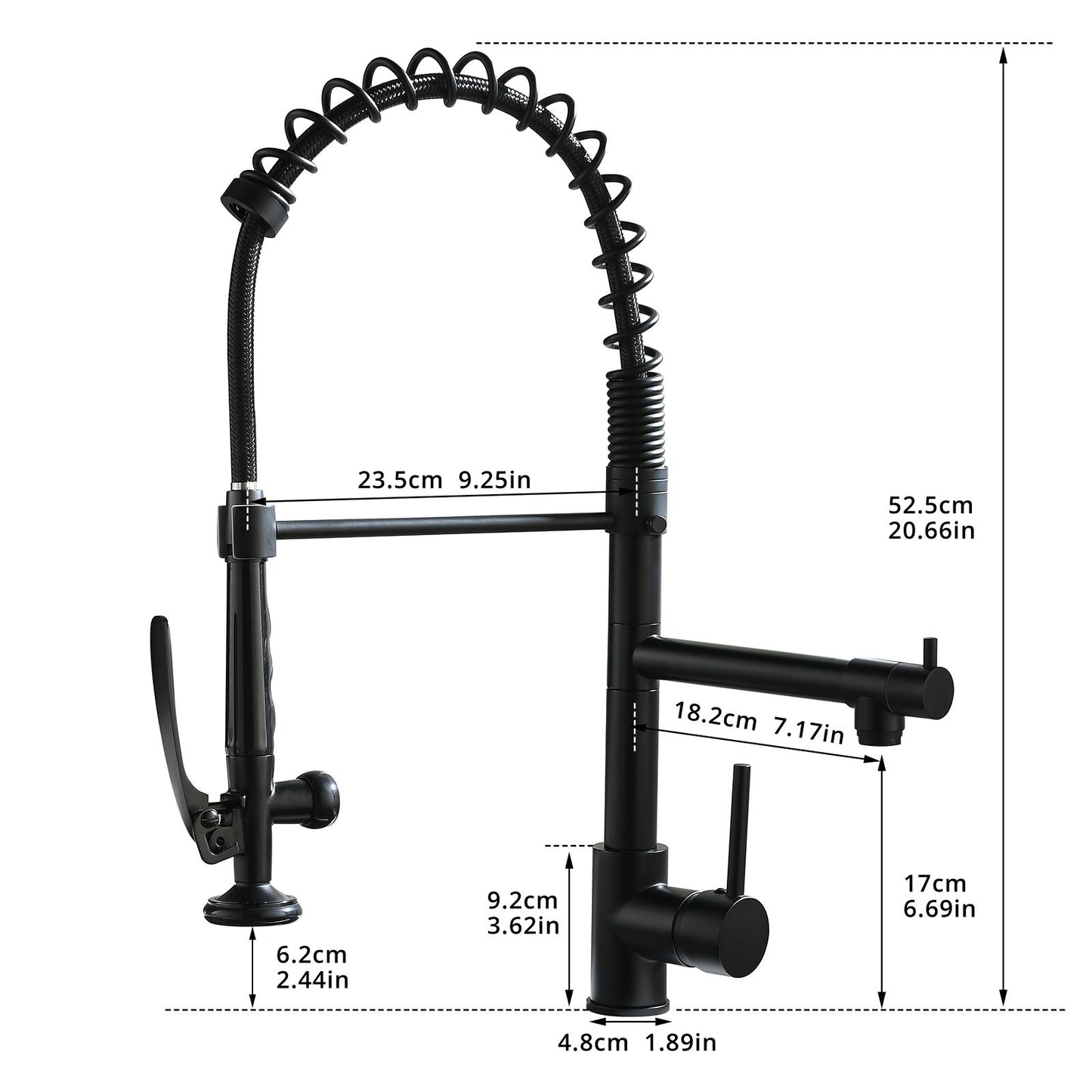 Commercial Kitchen Faucet Pull Down Sprayer Black and Nickel,Single Handle Kitchen Sink Faucet image 6
