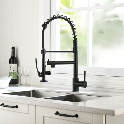 Commercial Kitchen Faucet Pull Down Sprayer Black and Nickel,Single Handle Kitchen Sink Faucet image 10