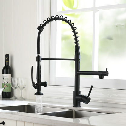 Commercial Kitchen Faucet Pull Down Sprayer Black and Nickel,Single Handle Kitchen Sink Faucet image 8