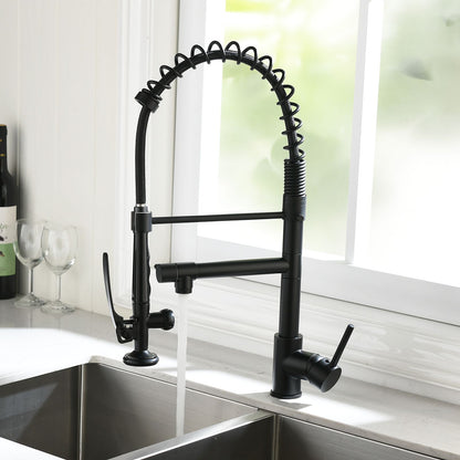 Commercial Kitchen Faucet Pull Down Sprayer Black and Nickel,Single Handle Kitchen Sink Faucet image 9