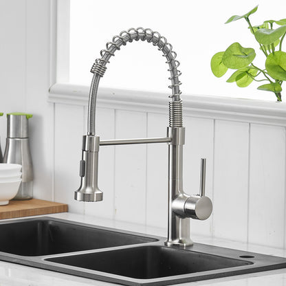 Commercial Kitchen Faucet with Pull Down Sprayer, Single Handle Single Lever Kitchen Sink Faucet image 1