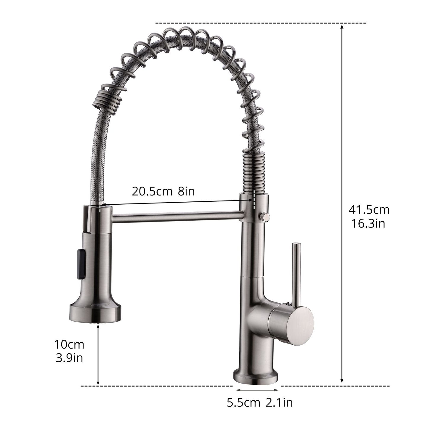 Commercial Kitchen Faucet with Pull Down Sprayer, Single Handle Single Lever Kitchen Sink Faucet image 6