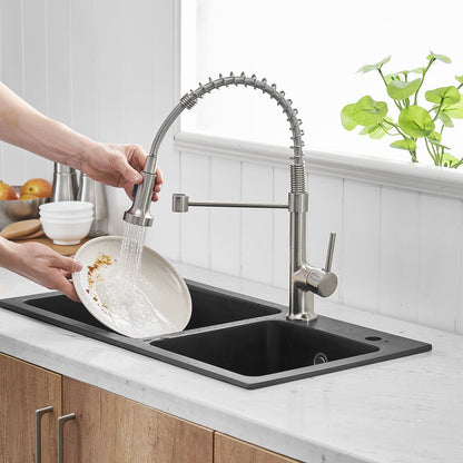 Commercial Kitchen Faucet with Pull Down Sprayer, Single Handle Single Lever Kitchen Sink Faucet image 2