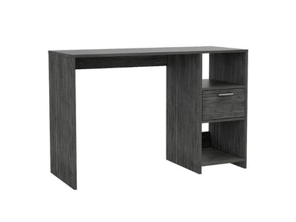 Computer Desk with 1-Drawer and 2-Open Storage Shelves, Smokey Oak image 5