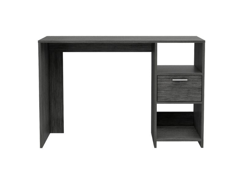 Computer Desk with 1-Drawer and 2-Open Storage Shelves, Smokey Oak image 4