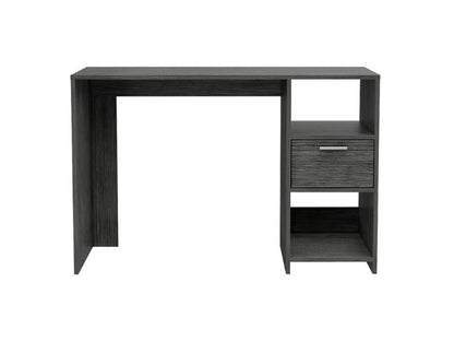 Computer Desk with 1-Drawer and 2-Open Storage Shelves, Smokey Oak image 4