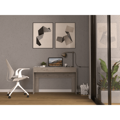 Computer Desk with Two Drawers Writing , Light Gray image 1