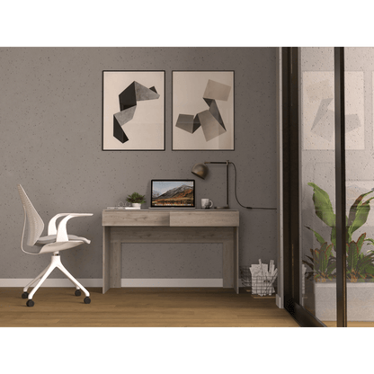 Computer Desk with Two Drawers Writing , Light Gray image 2