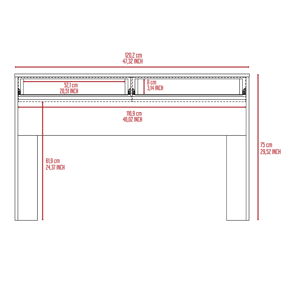 Computer Desk with Two Drawers Writing , Light Gray image 6