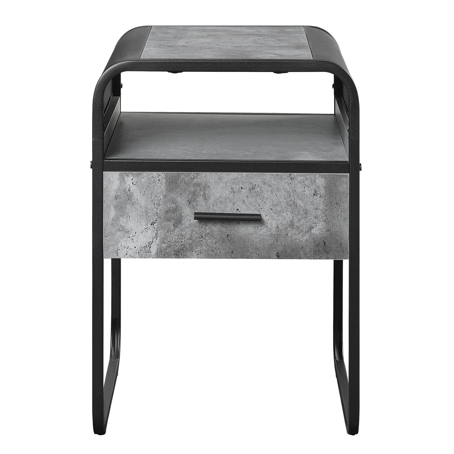 Concrete Grey and Black 1-drawer End Table image 2
