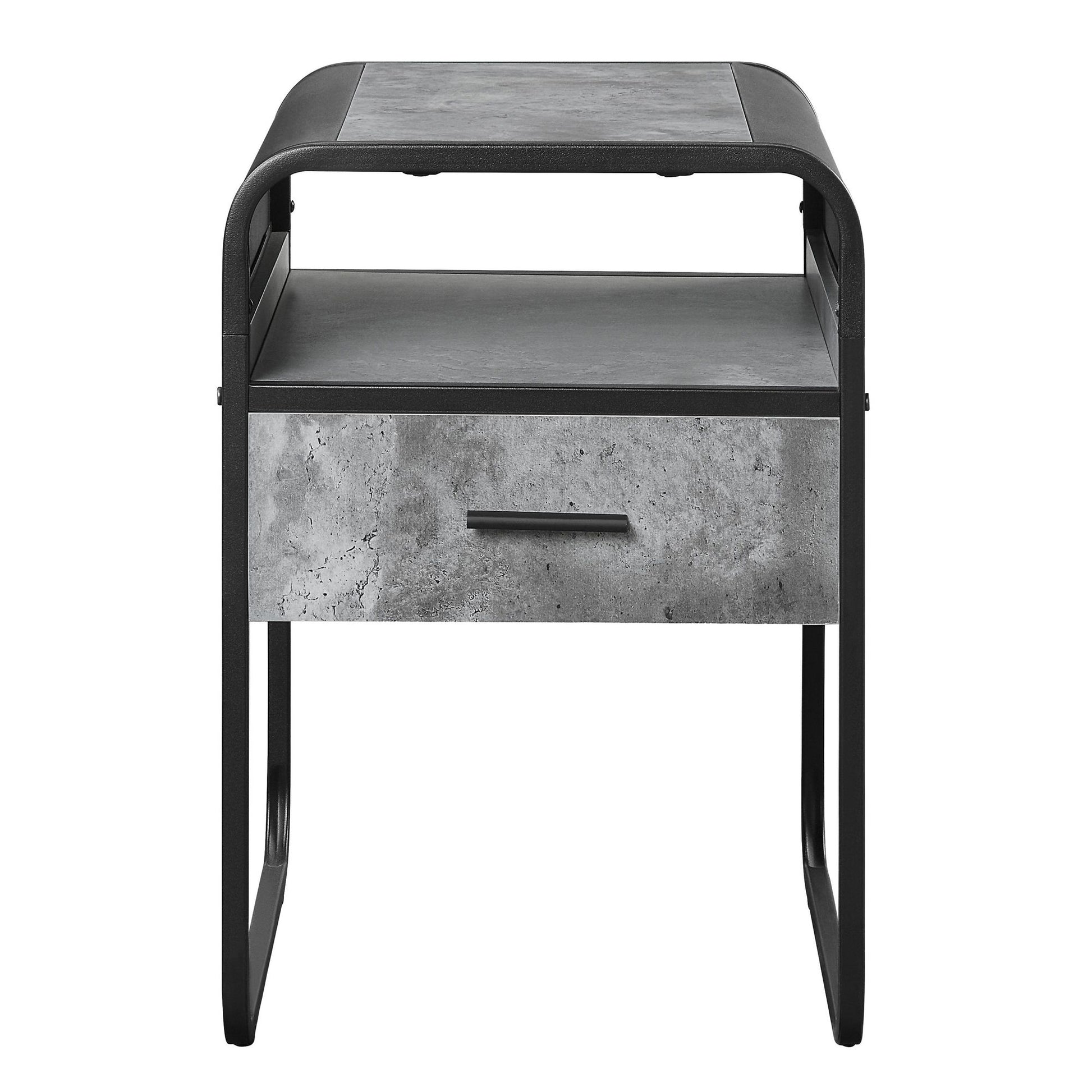 Concrete Grey and Black 1-drawer End Table image 2