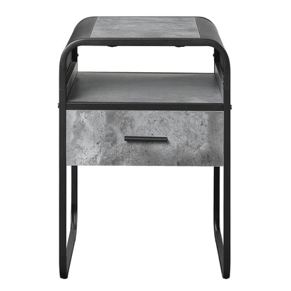 Concrete Grey and Black 1-drawer End Table image 2