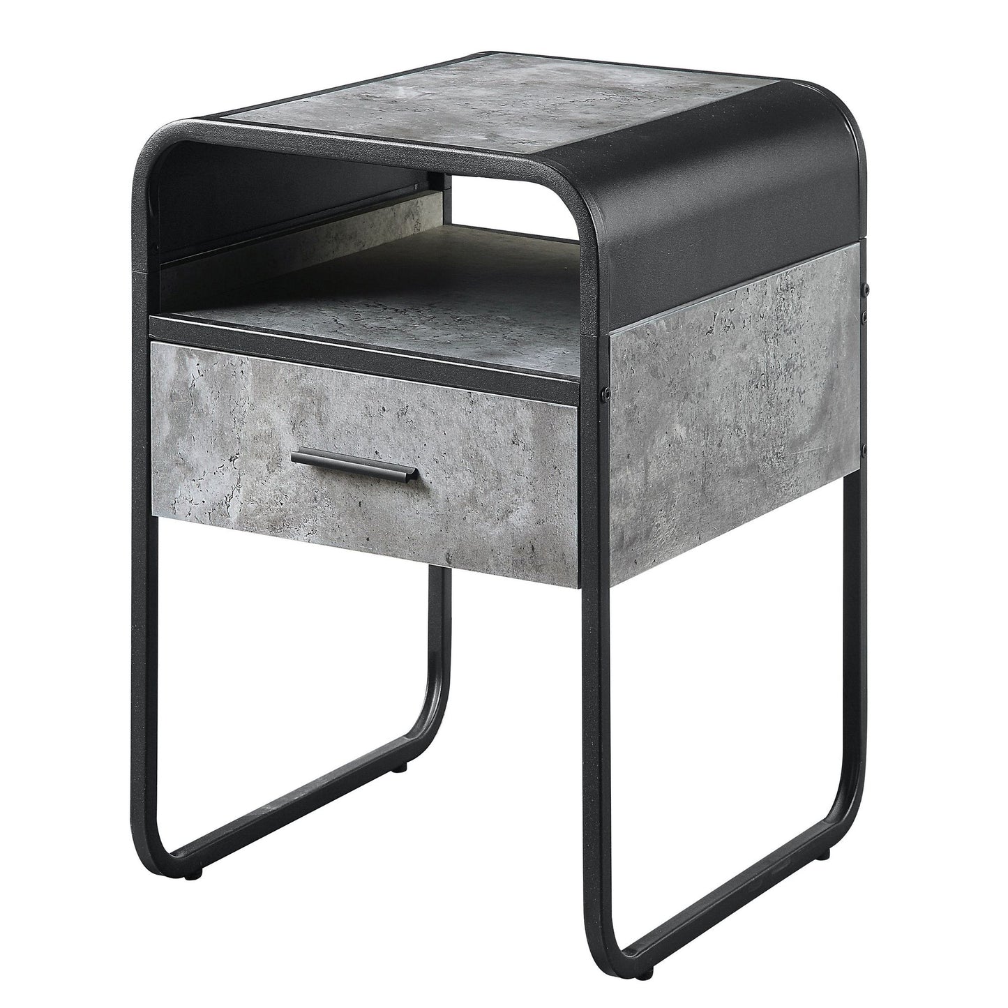 Concrete Grey and Black 1-drawer End Table image 1