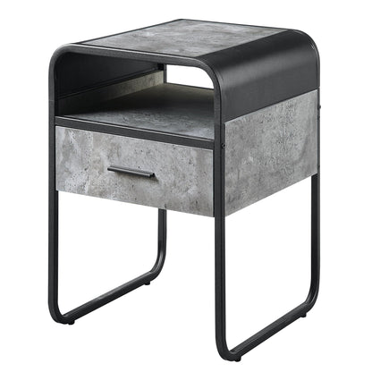 Concrete Grey and Black 1-drawer End Table image 1