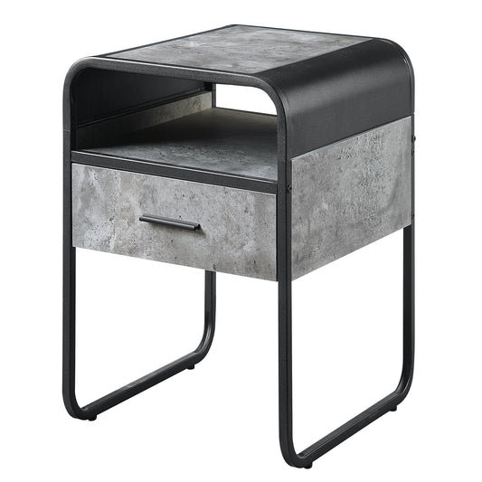 Concrete Grey and Black 1-drawer End Table image 1