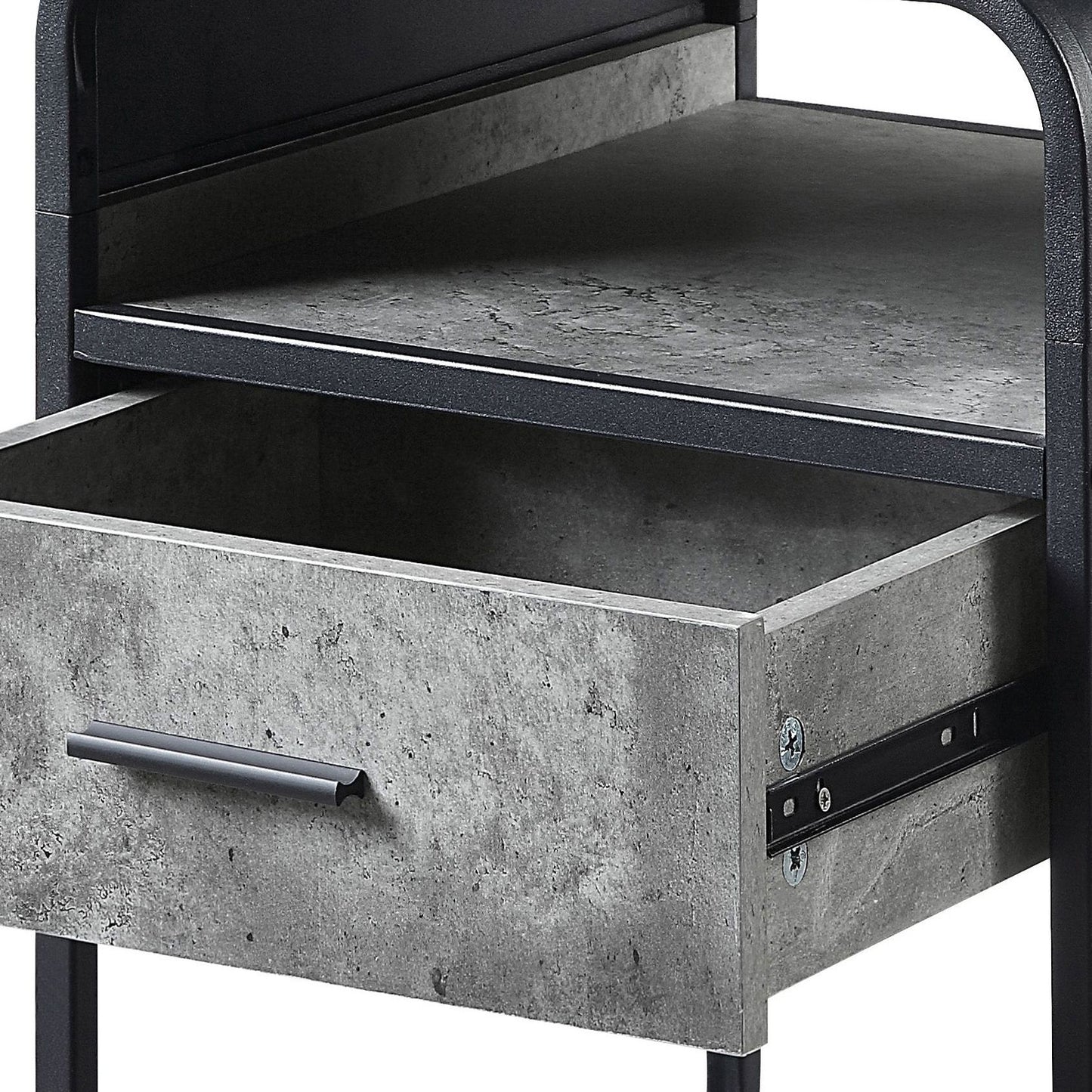 Concrete Grey and Black 1-drawer End Table image 4