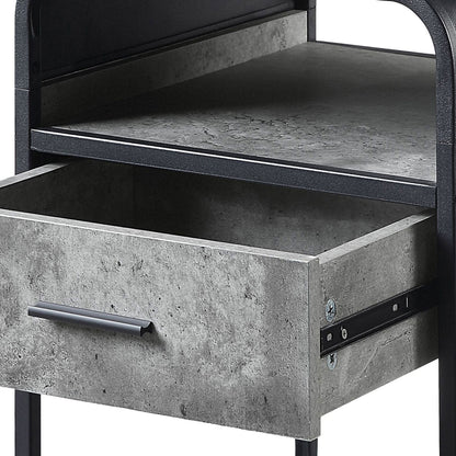 Concrete Grey and Black 1-drawer End Table image 4